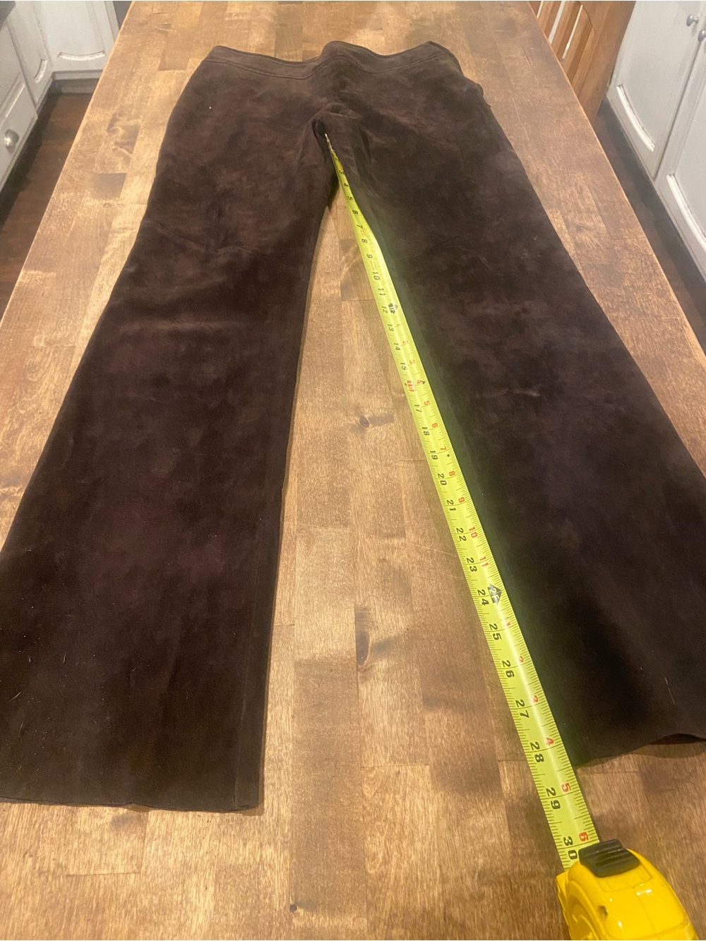 Dark Brown Suede Straight Leg Pants